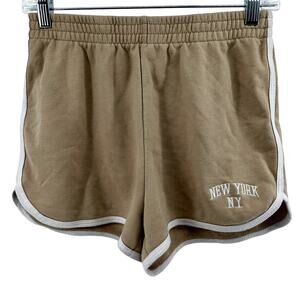 Full Tilt Shorts New York NY Dolphin Pull On Elastic Waist Cotton Brown White S